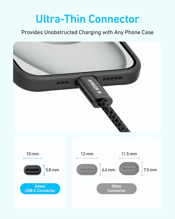 کابل شارژ فست ANKER Type-C to Type-C مدل A8060H11 240W - طول کابل 1 متر (گارانتی طلایی ایستا)